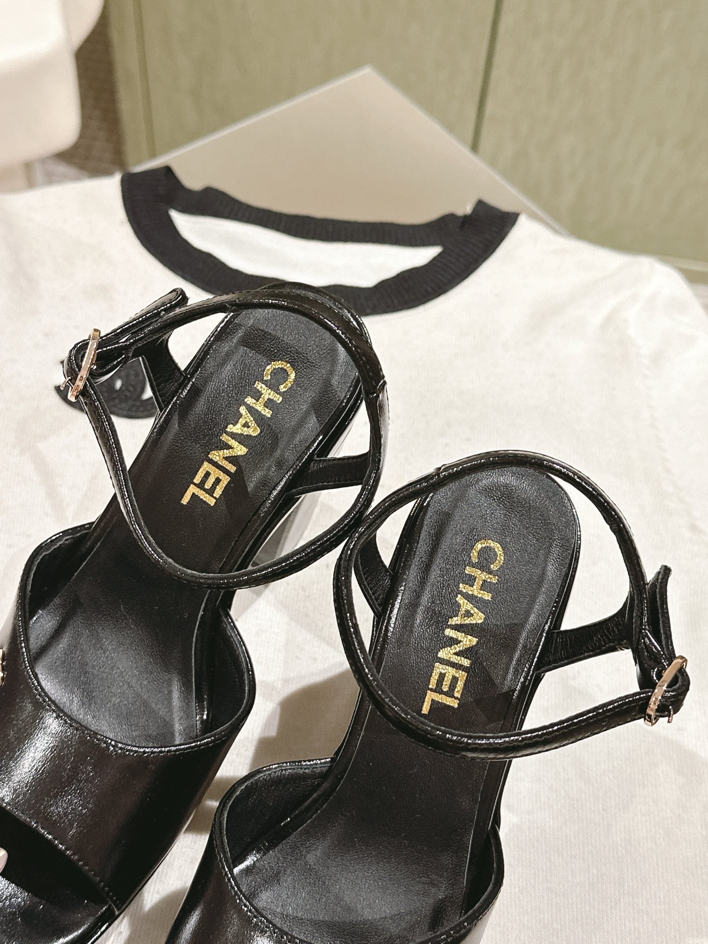 CC HIGH SANDAL BLACK CALFSKIN - 35