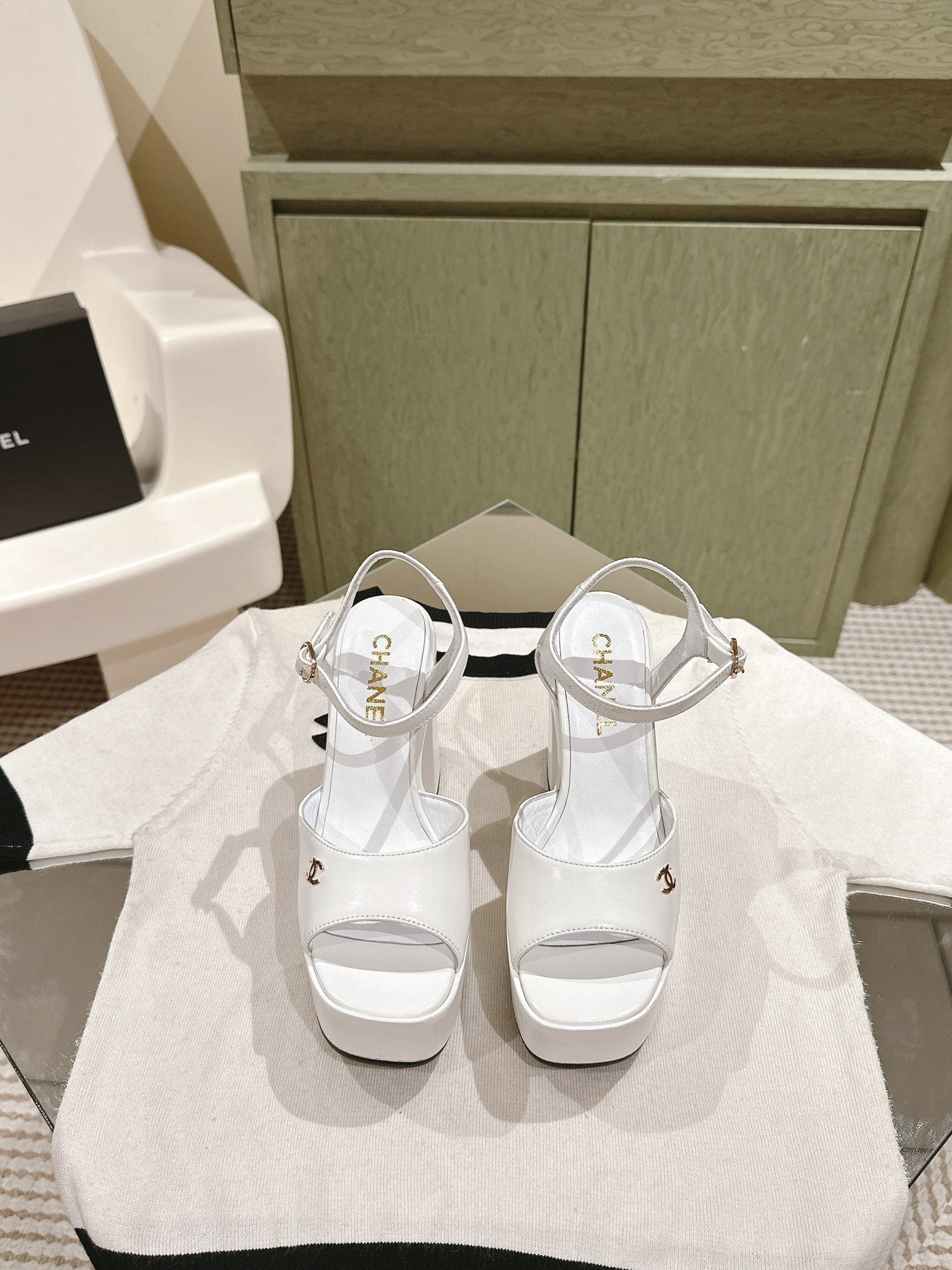 CC HIGH SANDAL WHITE CALFSKIN - 35