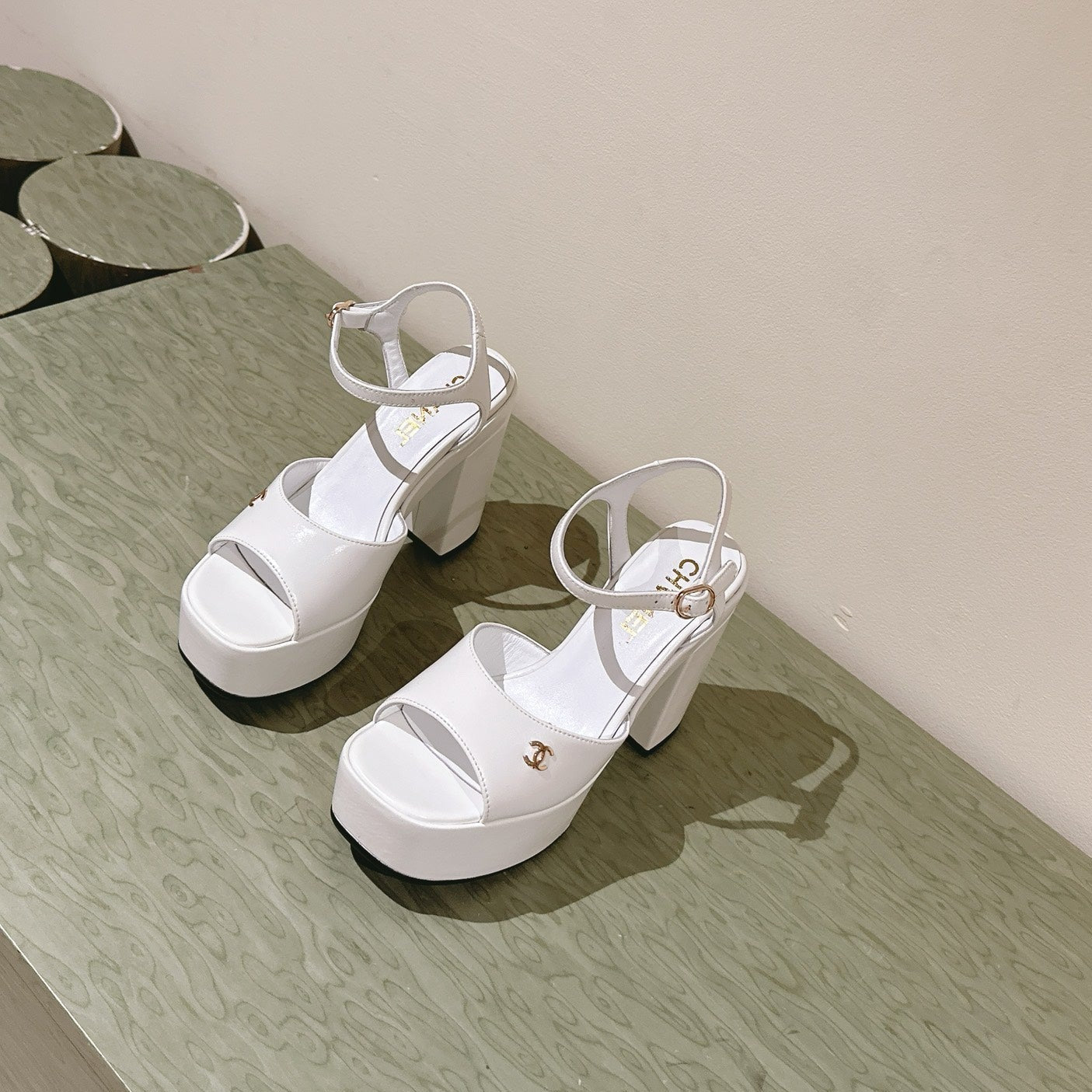 CC HIGH SANDAL WHITE CALFSKIN - 35