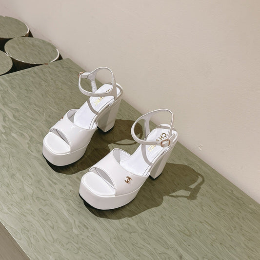 CC HIGH SANDAL WHITE CALFSKIN - 35