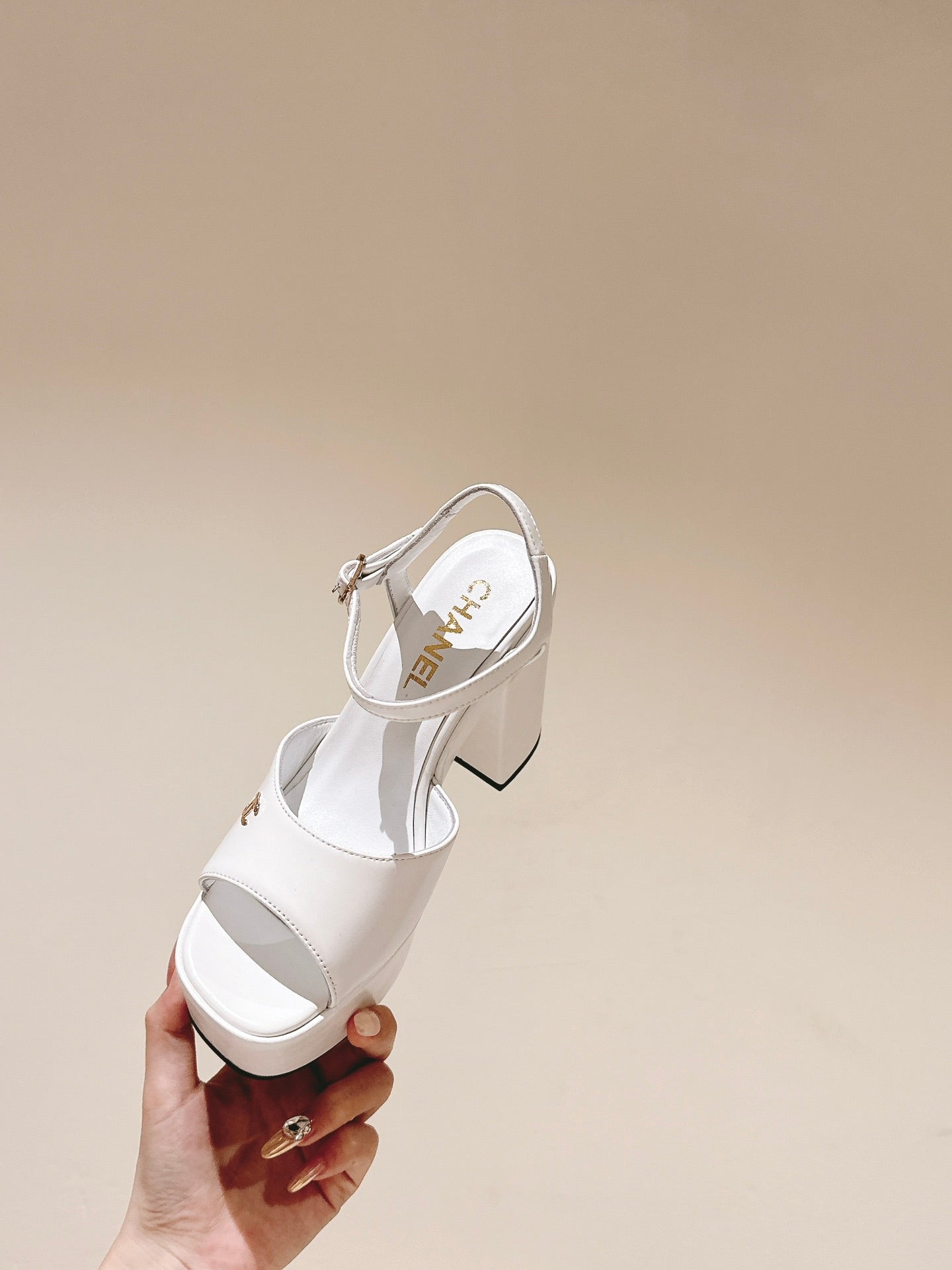CC HIGH SANDAL WHITE CALFSKIN - 35