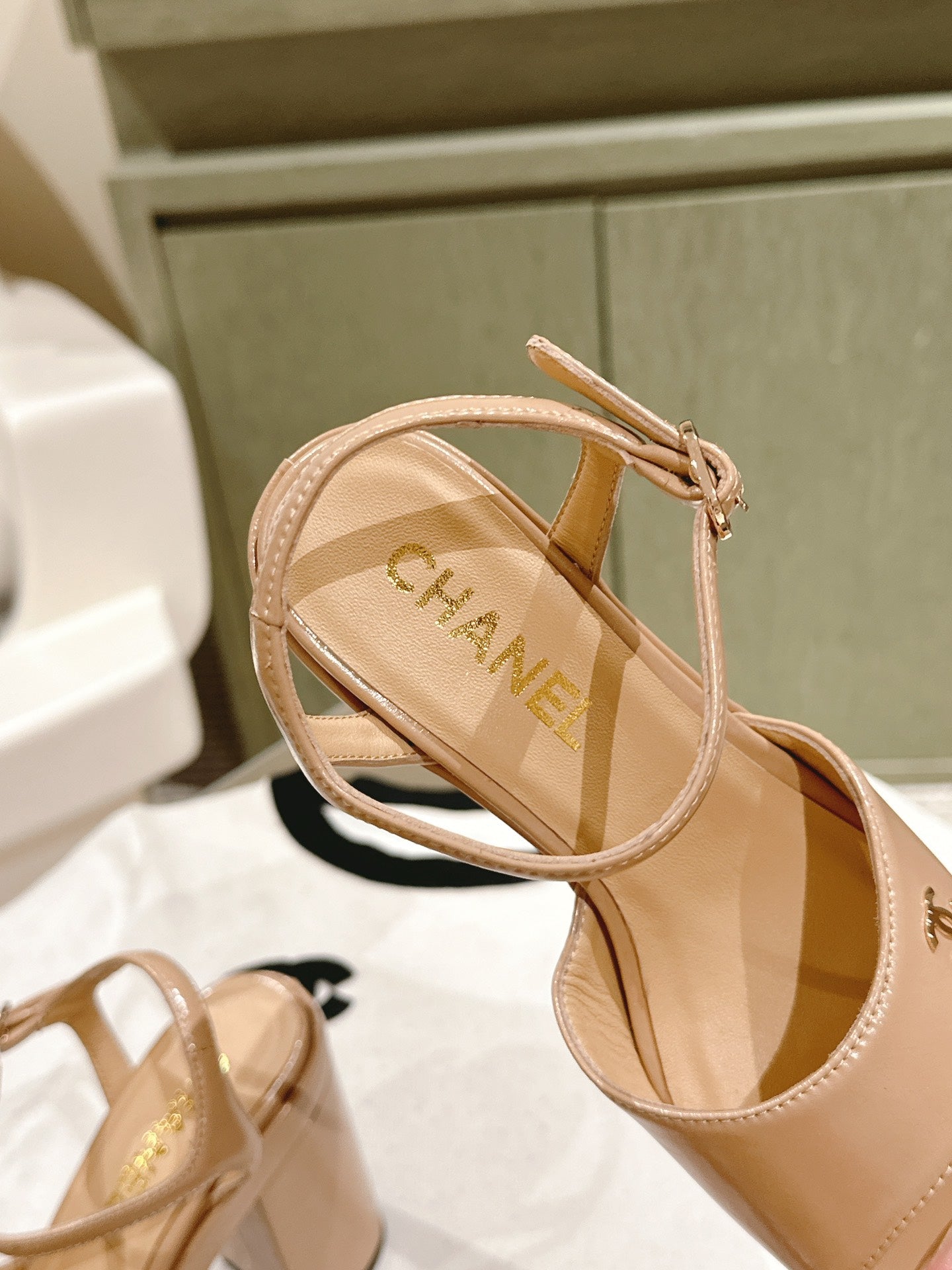 CC HIGH SANDAL BEIGE CREAM CALFSKIN - 35