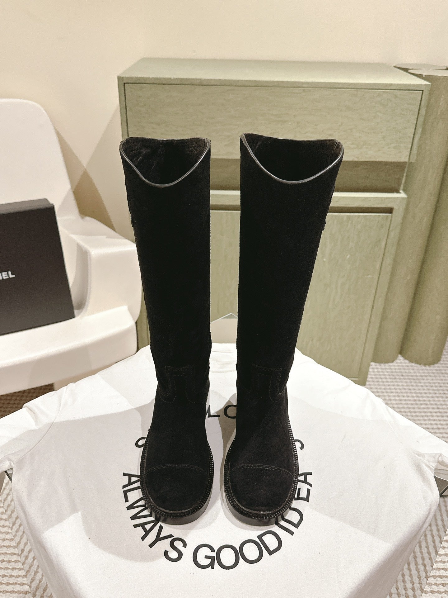 CC HIGH BOOTS BLACK SUEDE CALFSKIN - 35