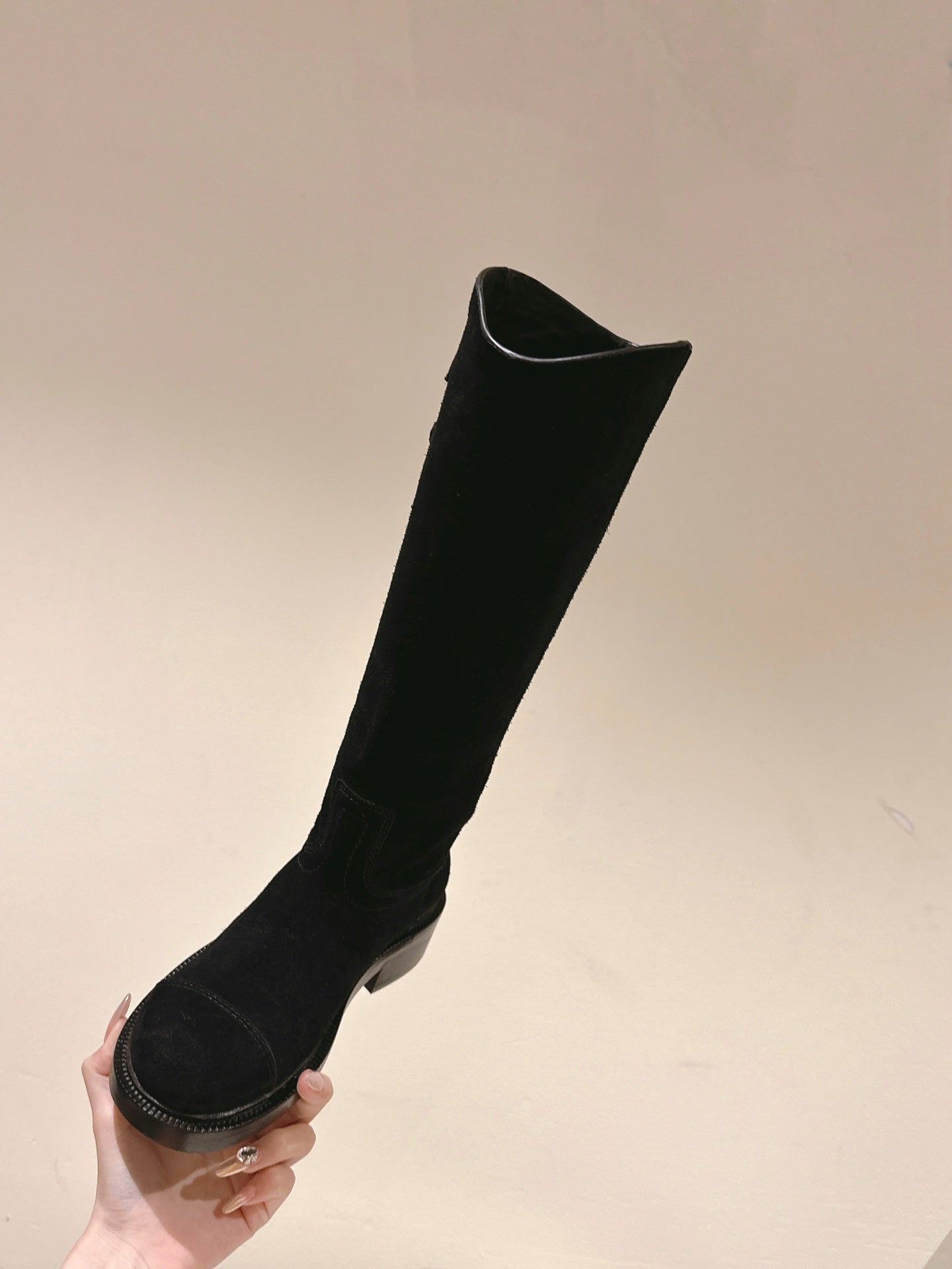 CC HIGH BOOTS BLACK SUEDE CALFSKIN - 35