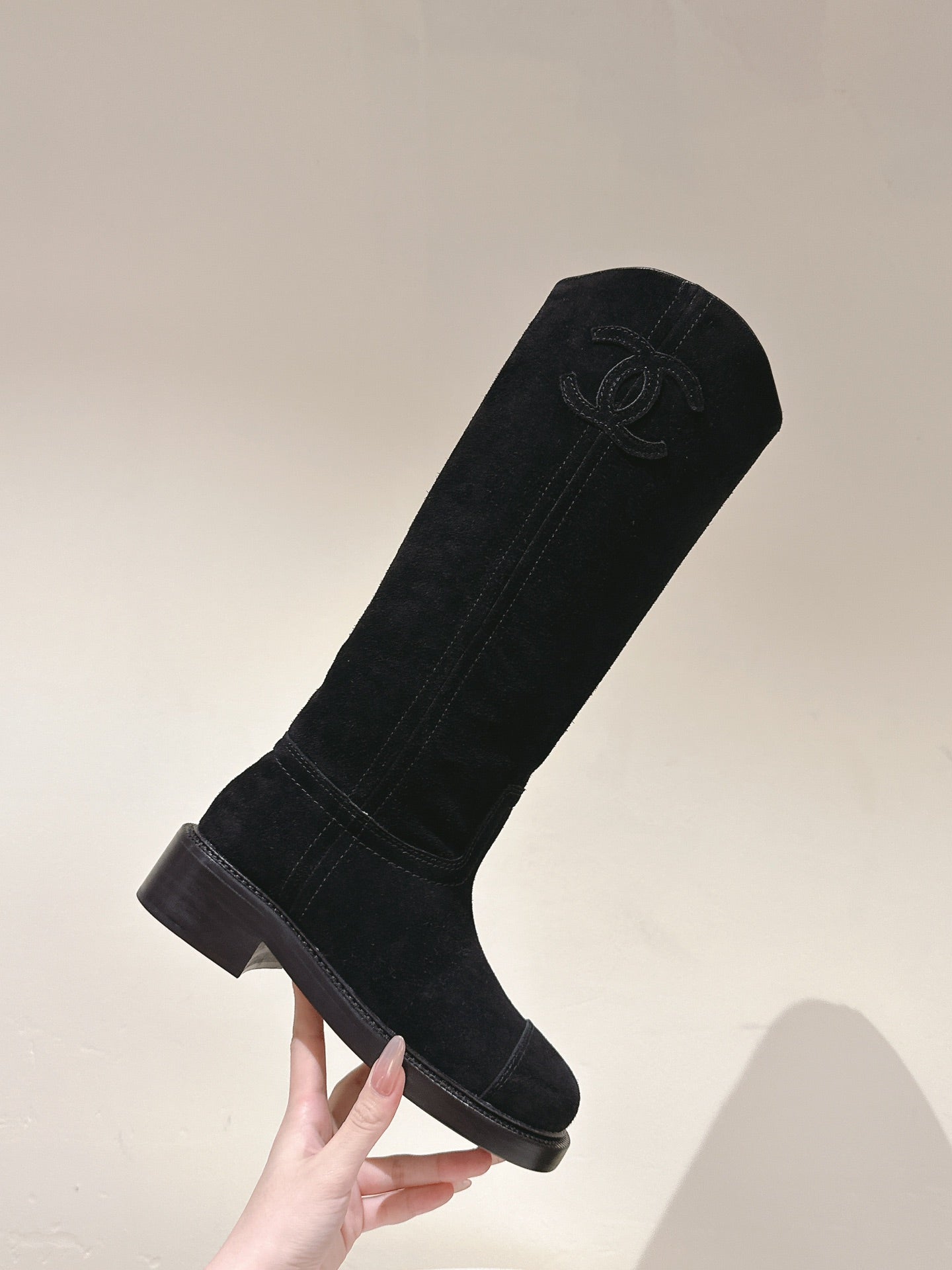 CC HIGH BOOTS BLACK SUEDE CALFSKIN - 35