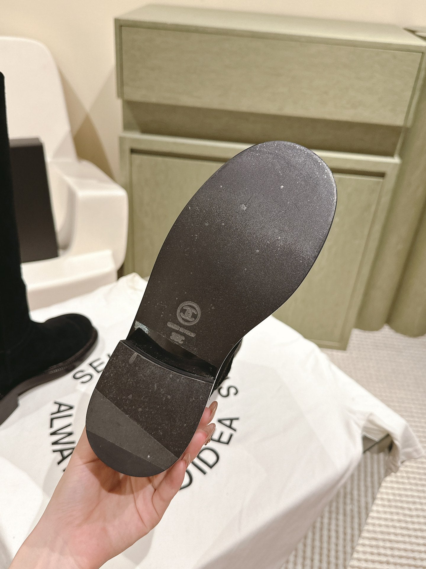 CC HIGH BOOTS BLACK SUEDE CALFSKIN - 35