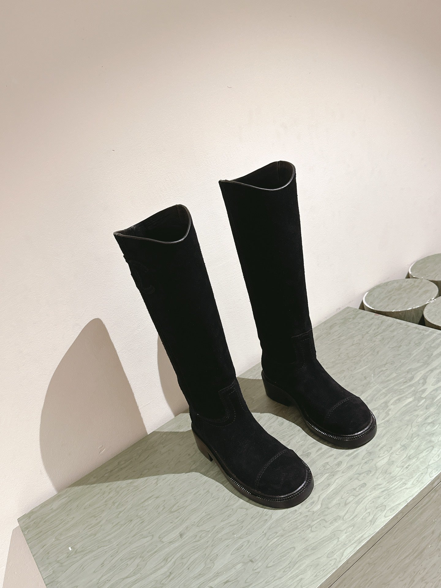 CC HIGH BOOTS BLACK SUEDE CALFSKIN - 35