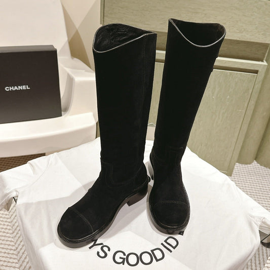 CC HIGH BOOTS BLACK SUEDE CALFSKIN - 35