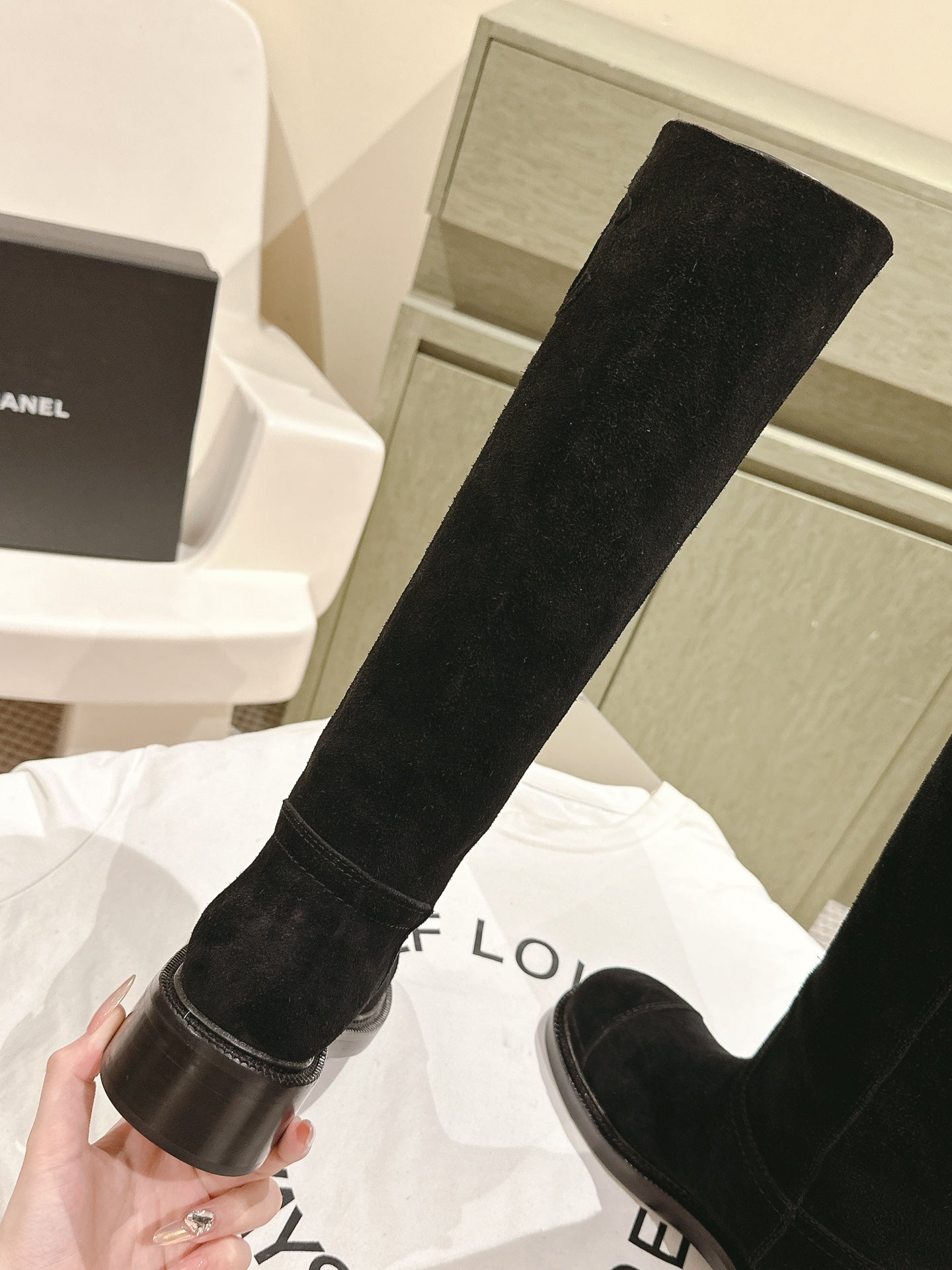 CC HIGH BOOTS BLACK SUEDE CALFSKIN - 35