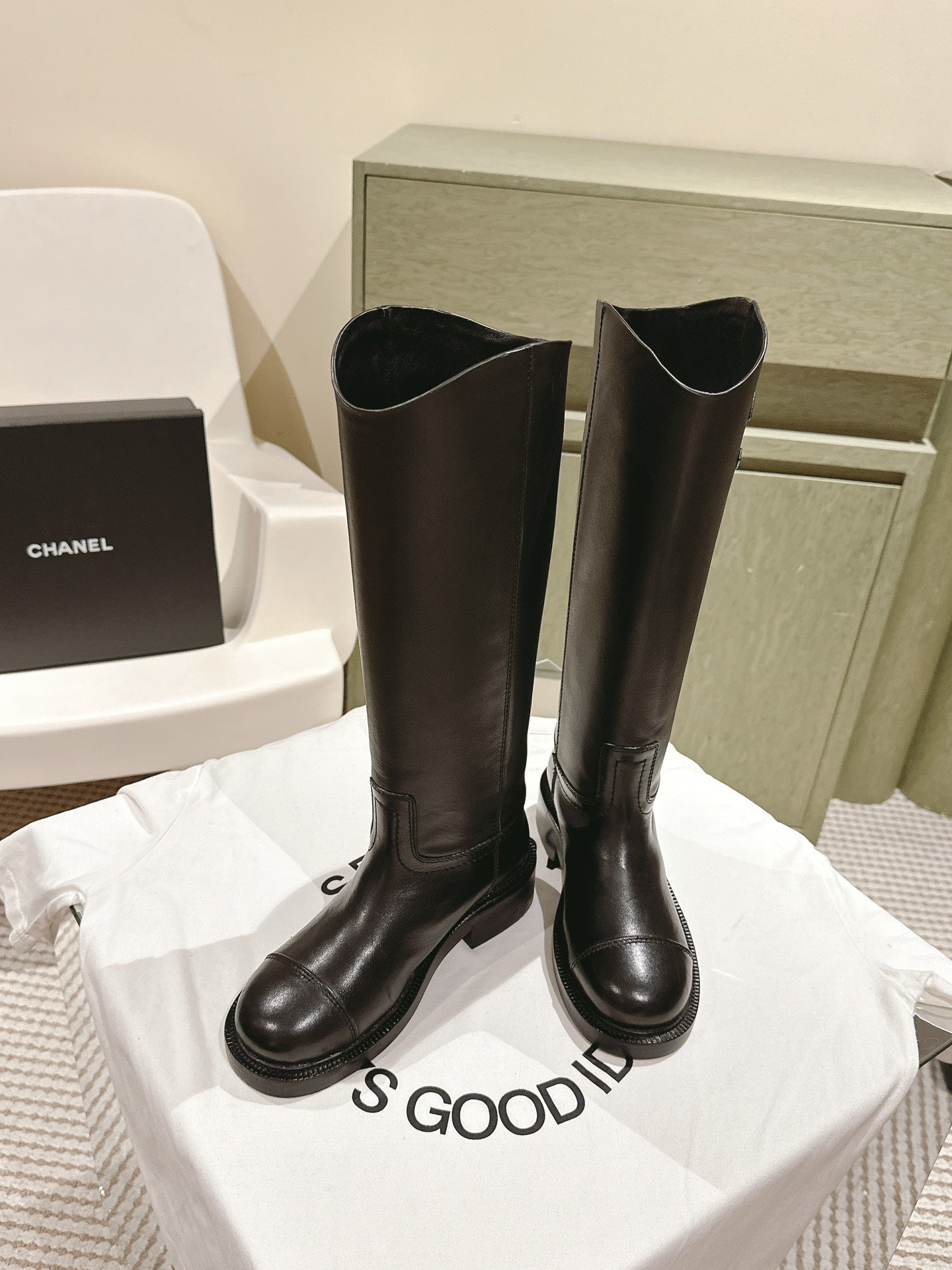 CC HIGH BOOTS BLACK CALFSKIN - 35