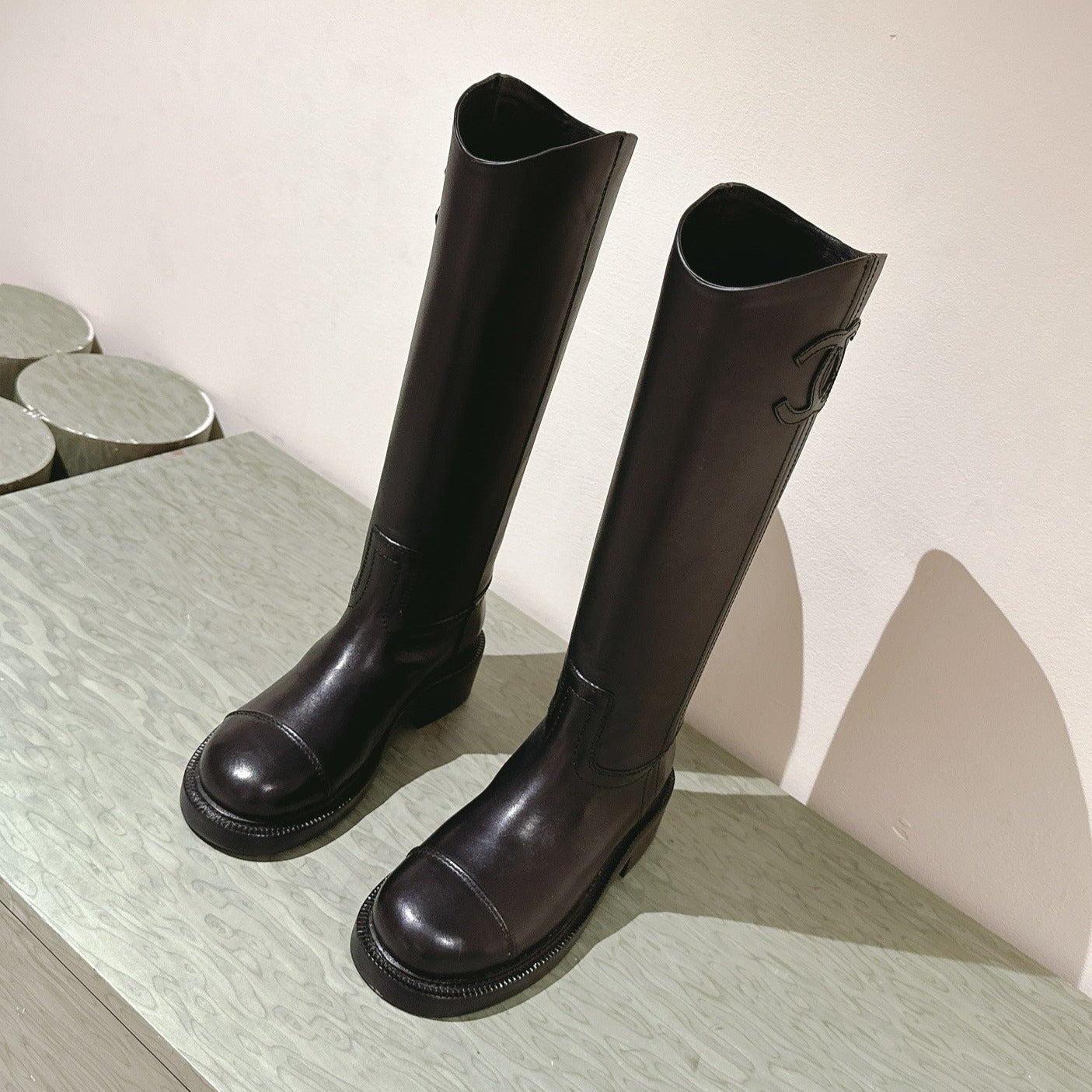 CC HIGH BOOTS BLACK CALFSKIN - 35