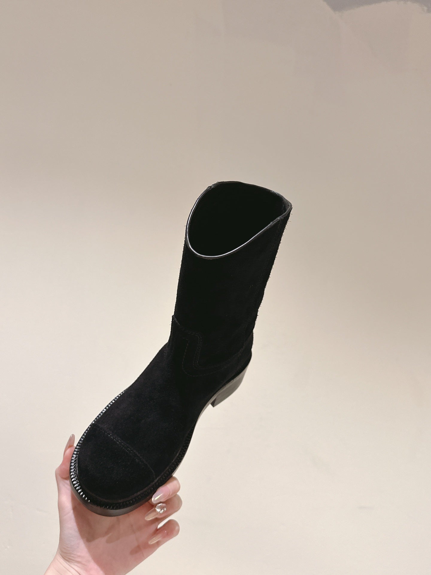 CC SHORT BOOTS BLACK SUEDE CALFSKIN - 35