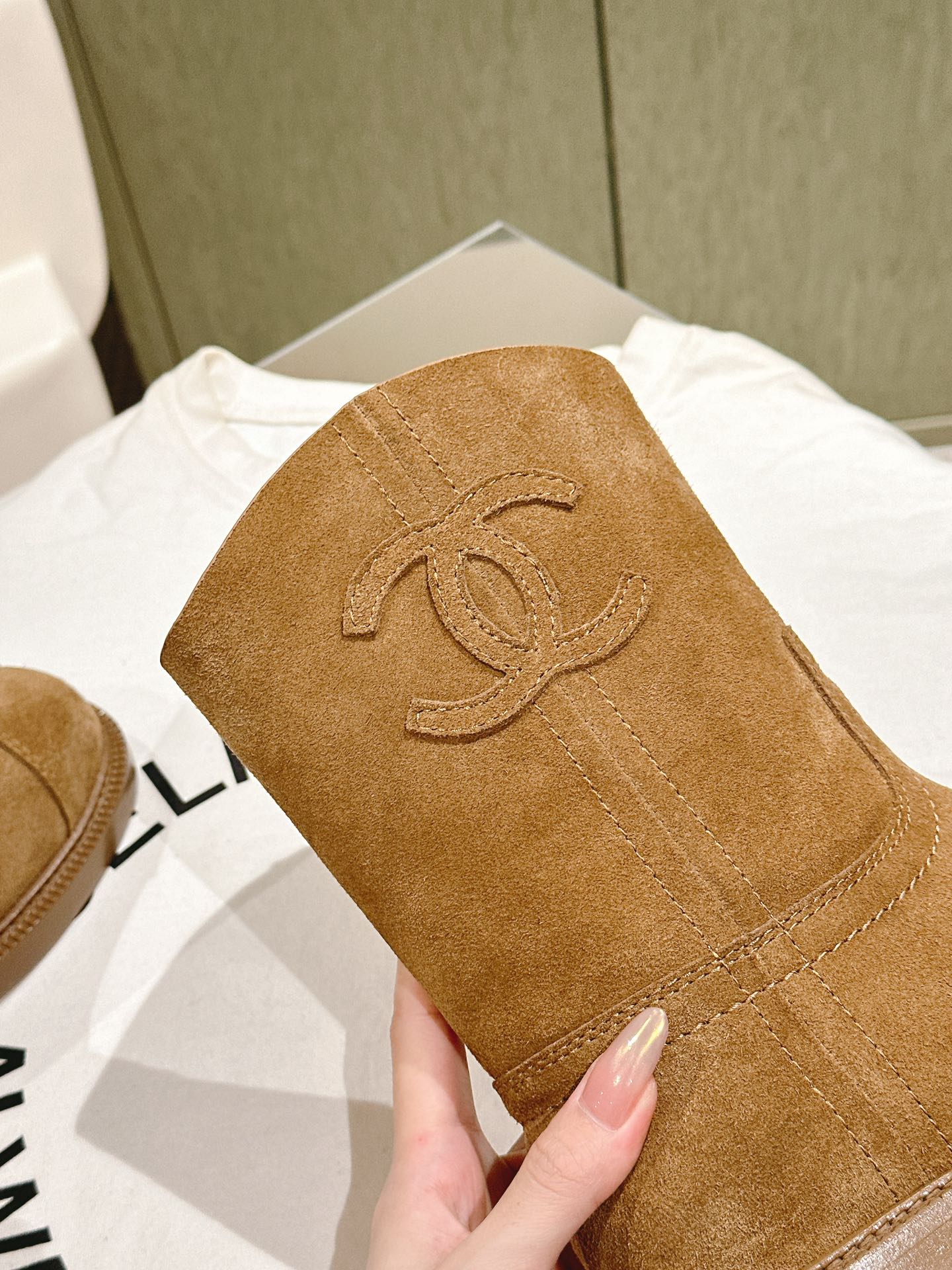 CC SHORT BOOTS PEANUT BROWN SUEDE CALFSKIN - 35