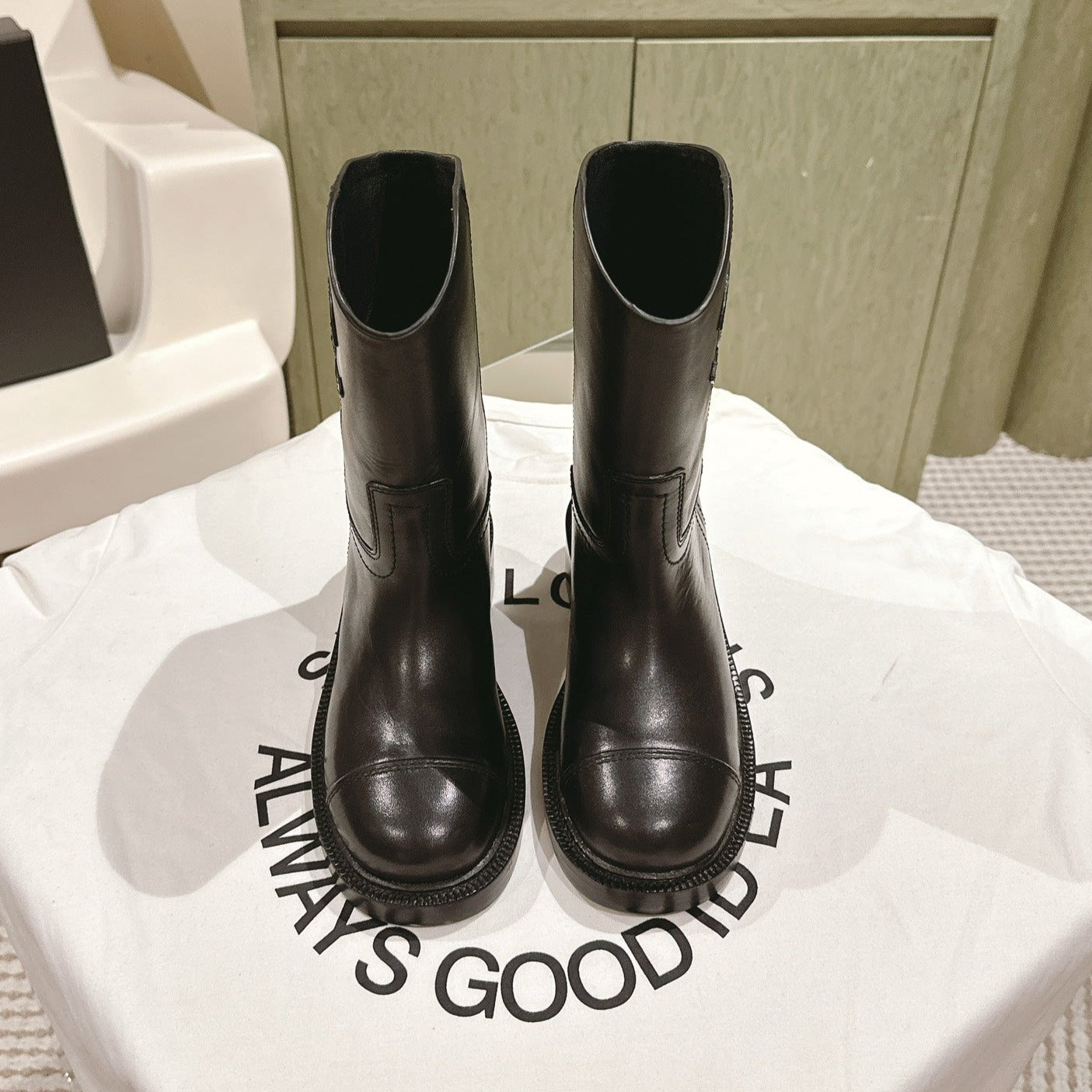 CC SHORT BOOTS BLACK CALFSKIN - 35