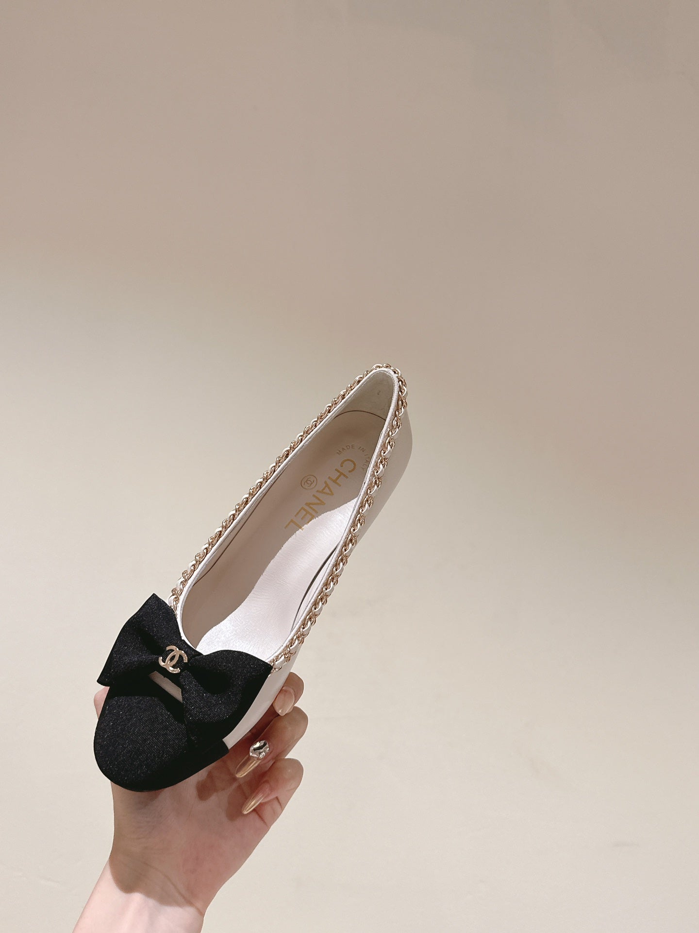 CC HIGH HEELS WHITE CALFSKIN AND FABRIC - 35