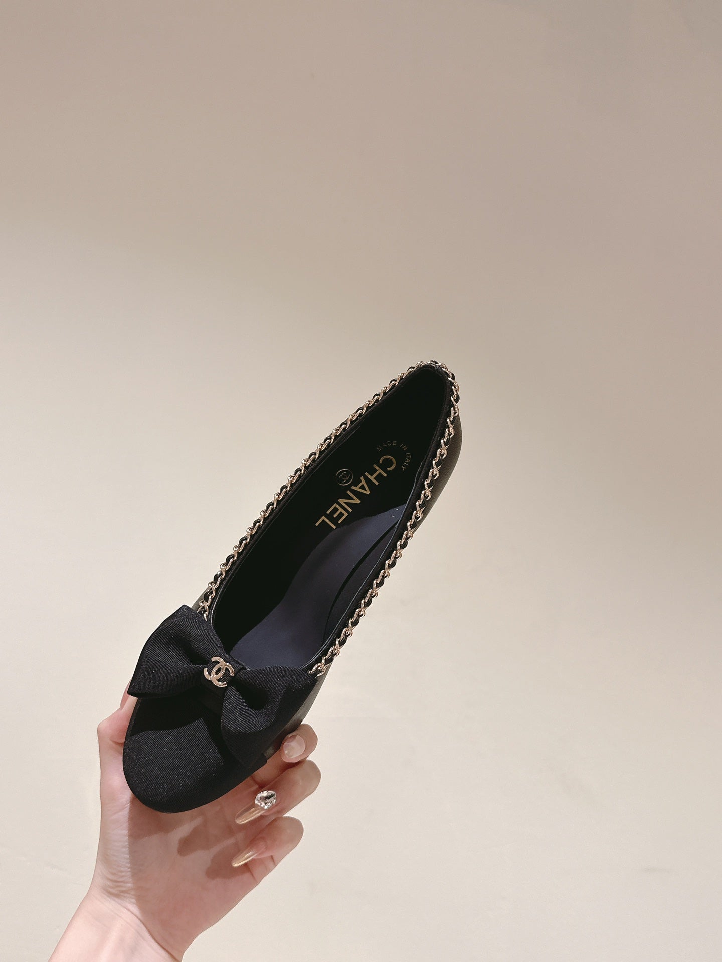 CC HIGH HEELS BLACK CALFSKIN AND FABRIC - 35