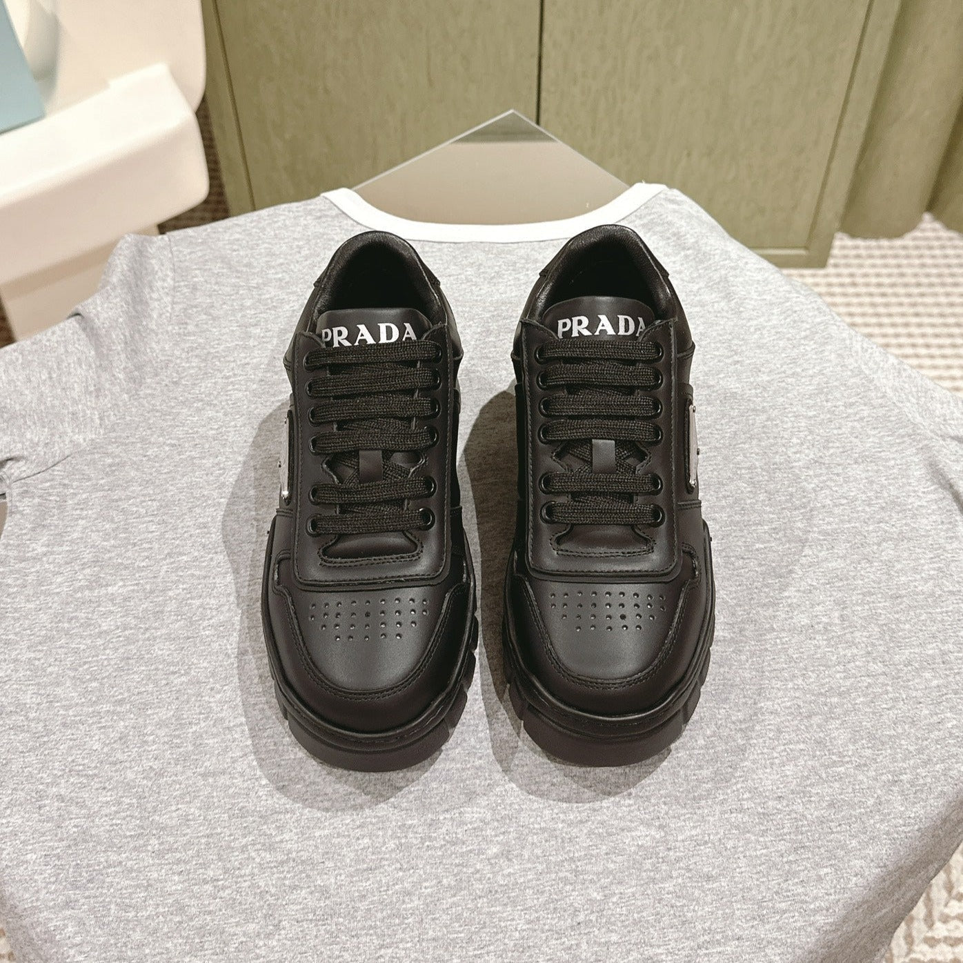 PRA FLATFORM SNEAKERS BLACK CALFSKIN - 35