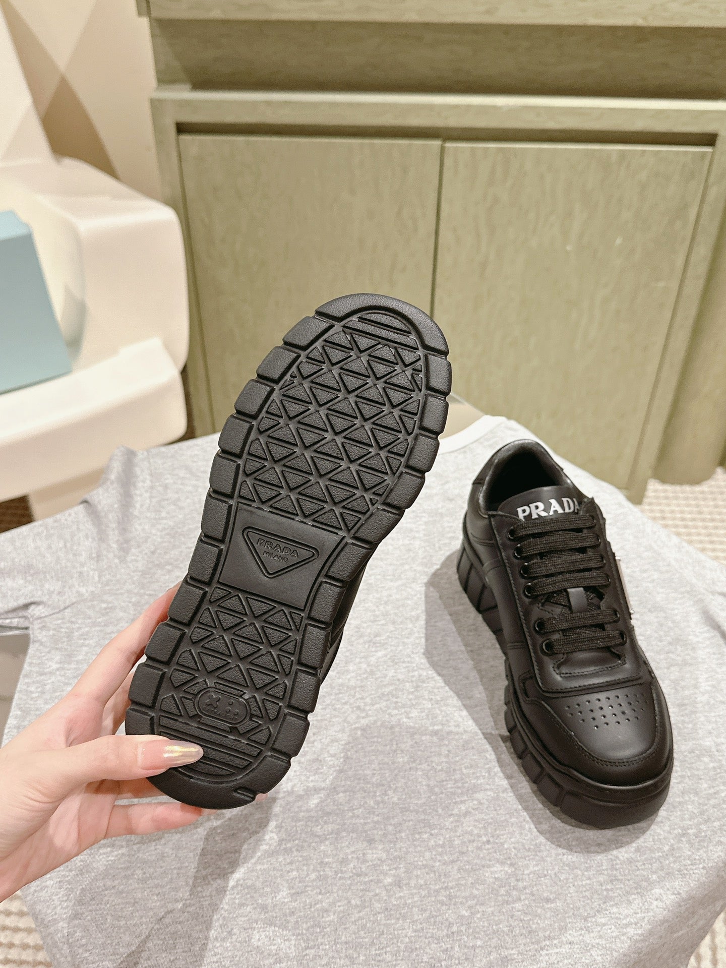 PRA FLATFORM SNEAKERS BLACK CALFSKIN - 35