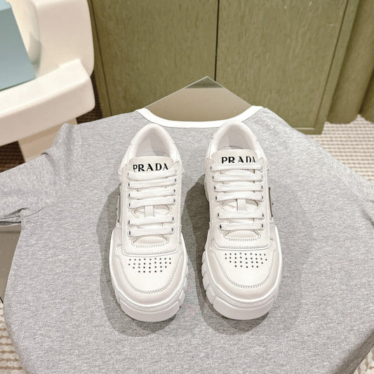 PRA FLATFORM SNEAKERS WHITE CALFSKIN - 35