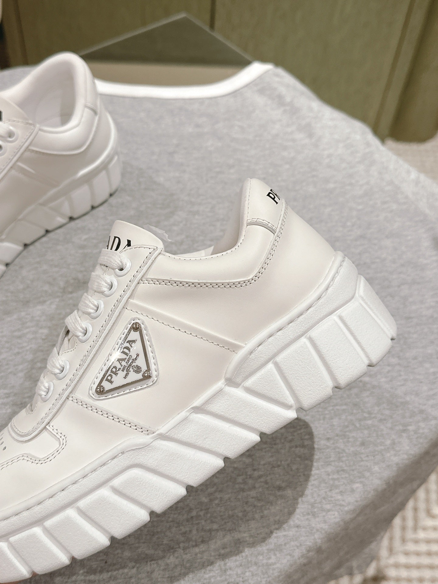 PRA FLATFORM SNEAKERS WHITE CALFSKIN - 35