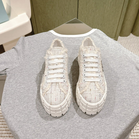 PRA DOUBLE WHEEL RE-NYLON GABARDINE SNEAKERS BEIGE FABRIC - 35