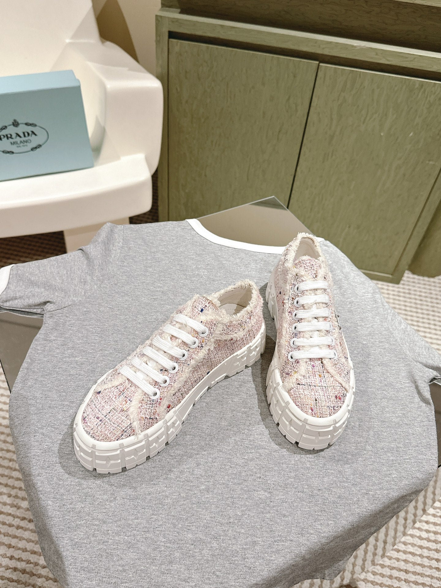 PRA DOUBLE WHEEL RE-NYLON GABARDINE SNEAKERS ALMOND FABRIC - 35