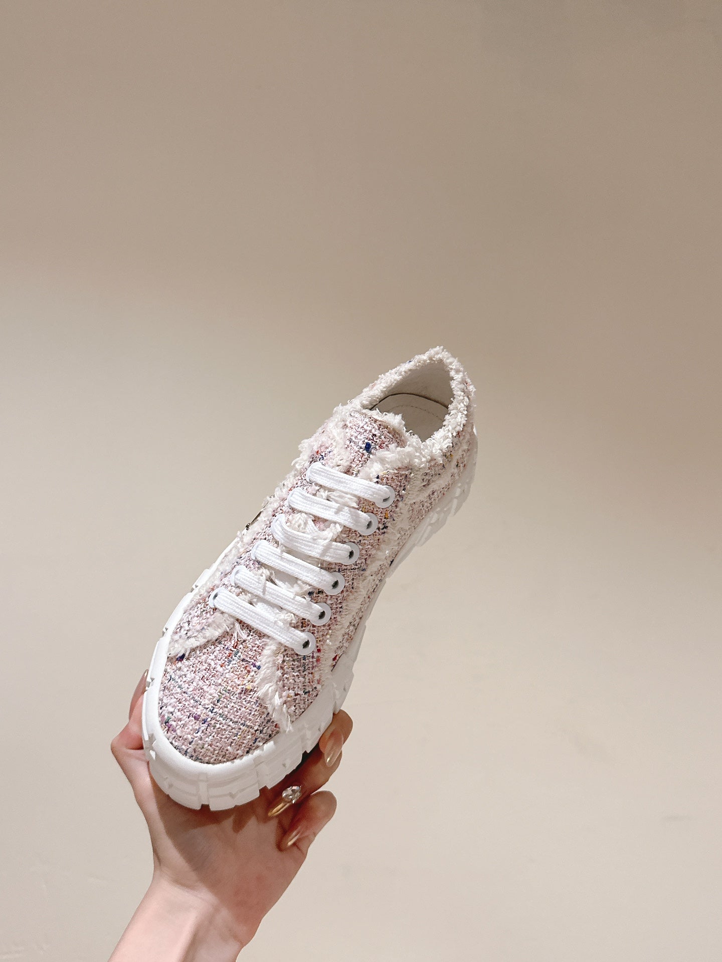 PRA DOUBLE WHEEL RE-NYLON GABARDINE SNEAKERS ALMOND FABRIC - 35