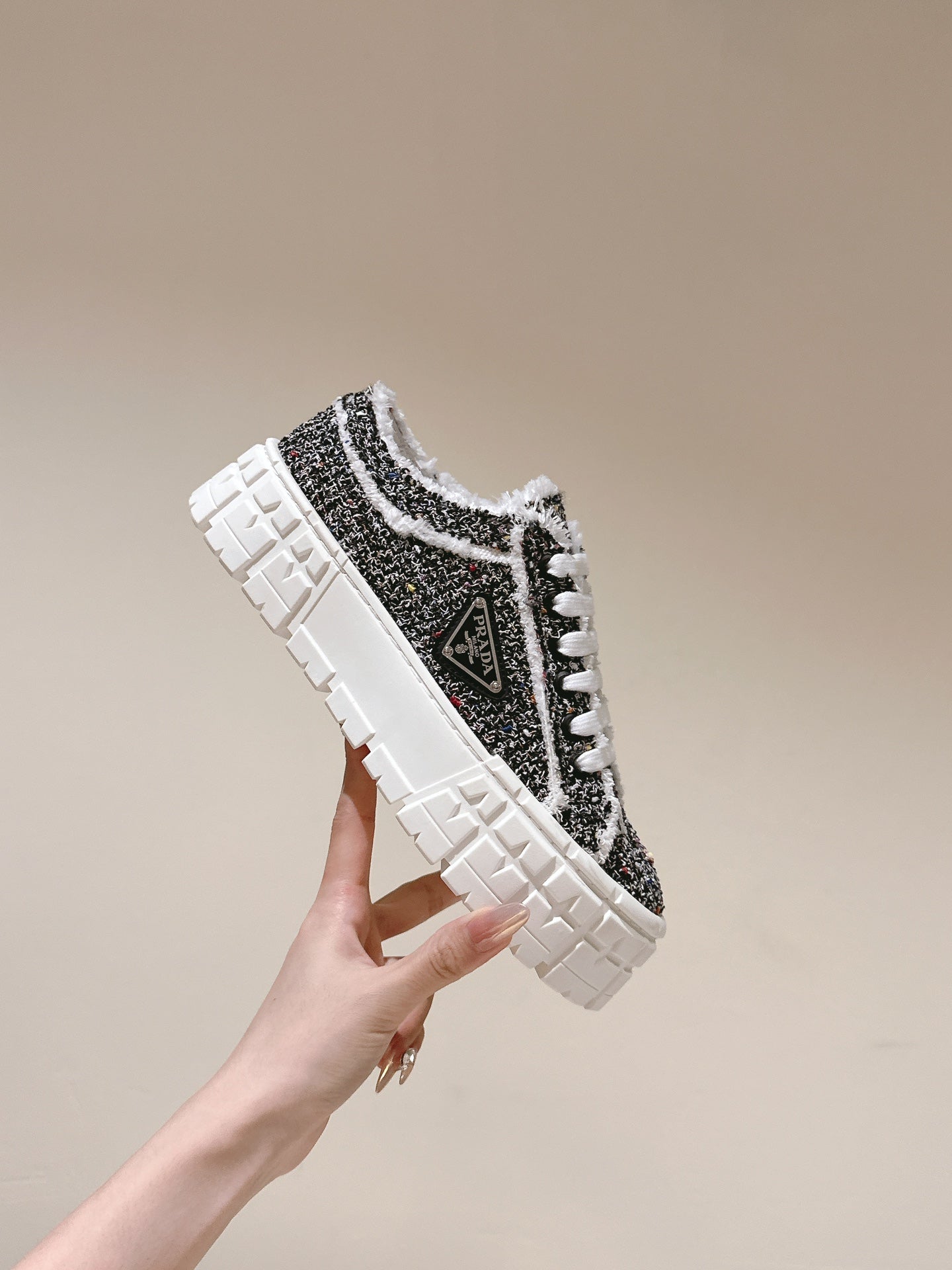 PRA DOUBLE WHEEL RE-NYLON GABARDINE SNEAKERS BLACK FABRIC - 35
