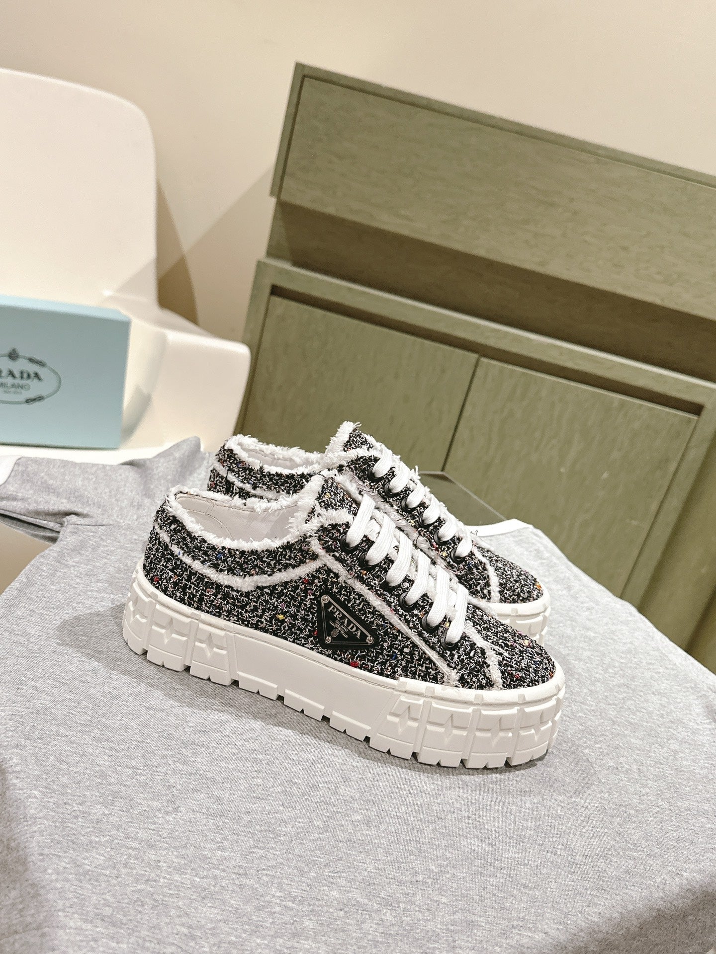PRA DOUBLE WHEEL RE-NYLON GABARDINE SNEAKERS BLACK FABRIC - 35