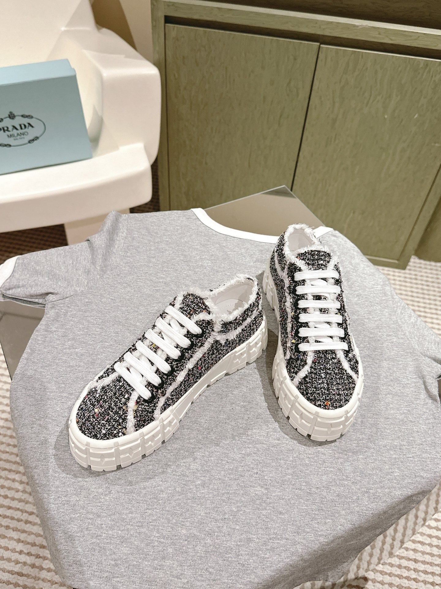 PRA DOUBLE WHEEL RE-NYLON GABARDINE SNEAKERS BLACK FABRIC - 35