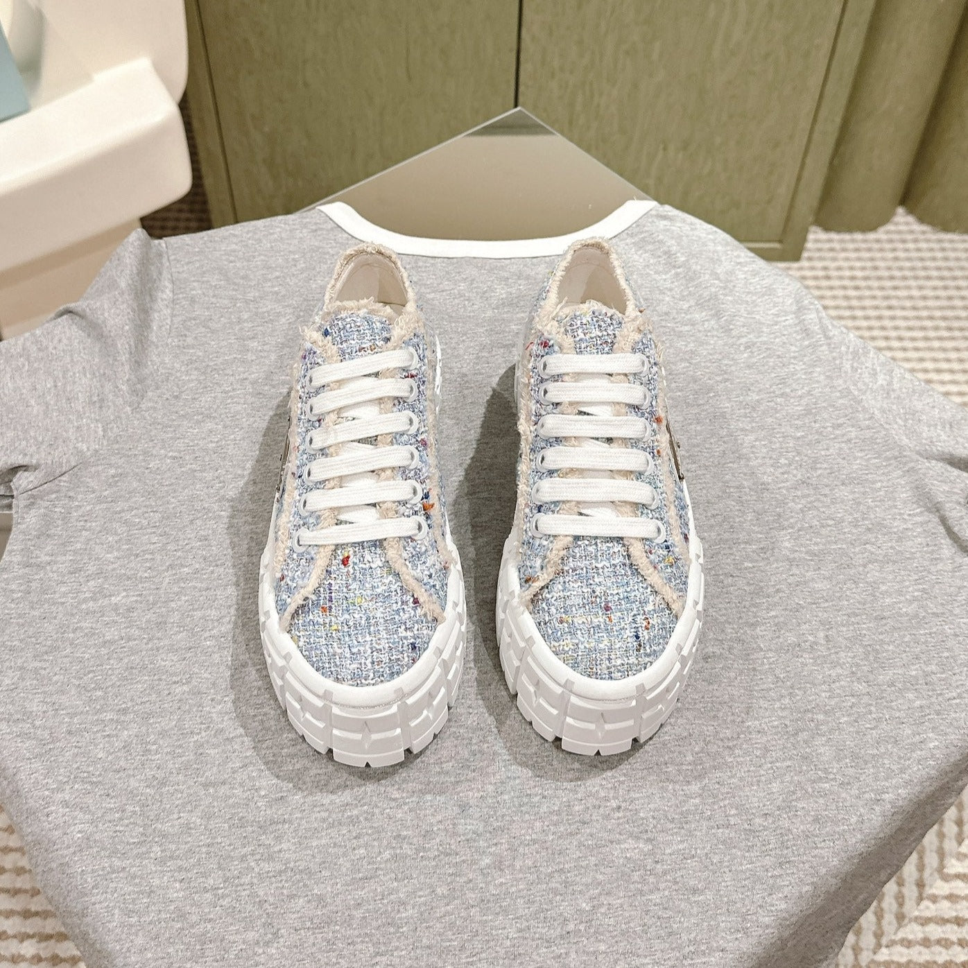 PRA DOUBLE WHEEL RE-NYLON GABARDINE SNEAKERS SKY FABRIC - 35