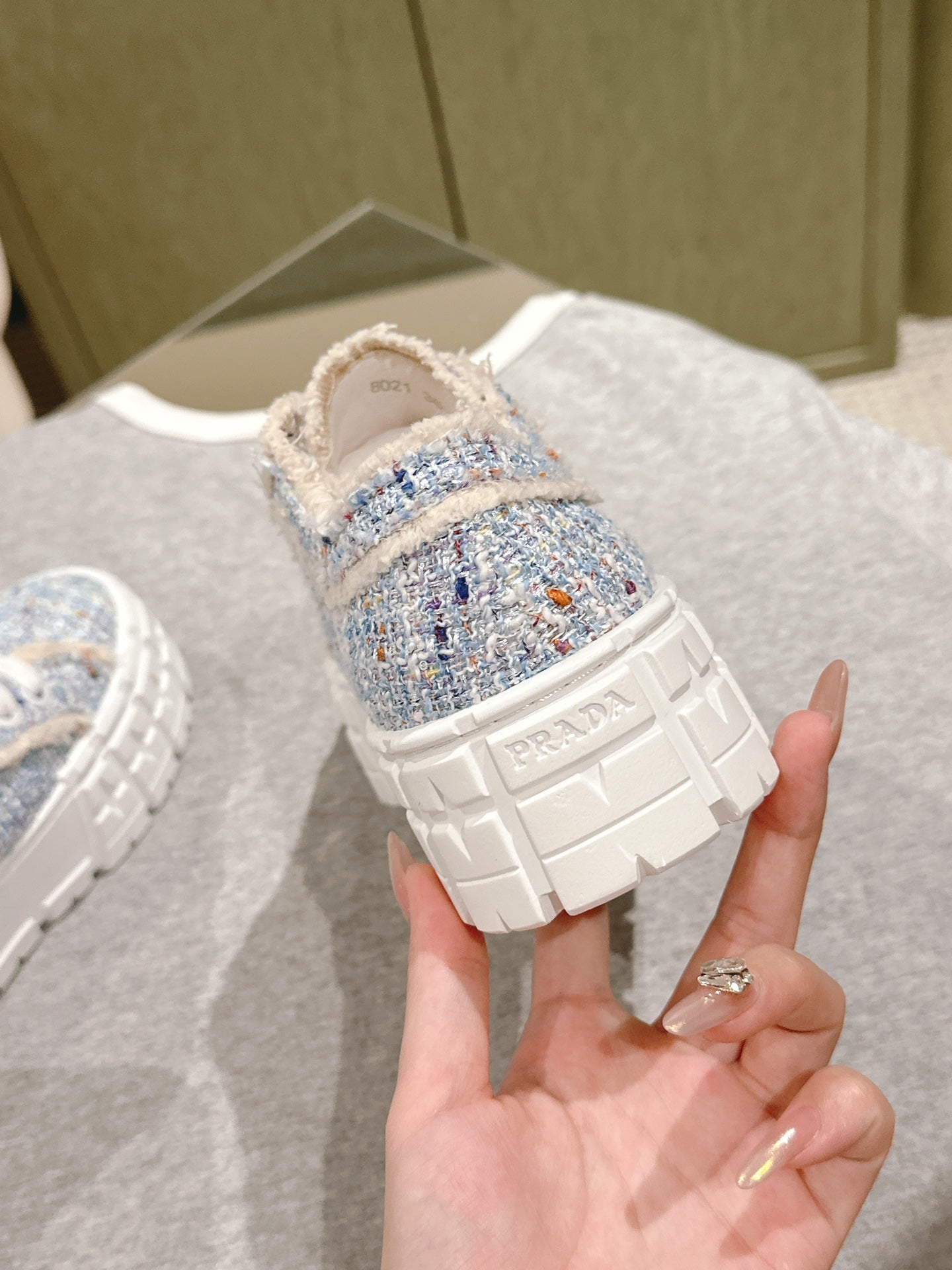 PRA DOUBLE WHEEL RE-NYLON GABARDINE SNEAKERS SKY FABRIC - 35
