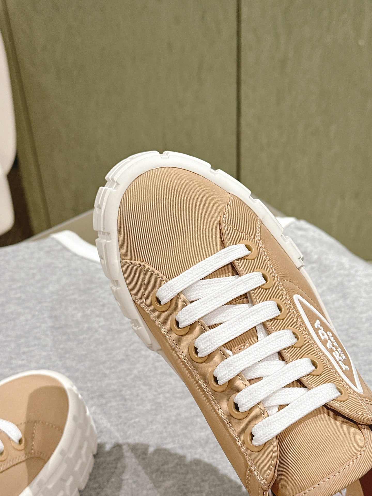 PRA DOUBLE WHEEL RE-NYLON GABARDINE SNEAKERS TUSCAN CALFSKIN - 35