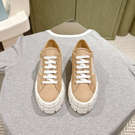 PRA DOUBLE WHEEL RE-NYLON GABARDINE SNEAKERS TUSCAN CALFSKIN - 35