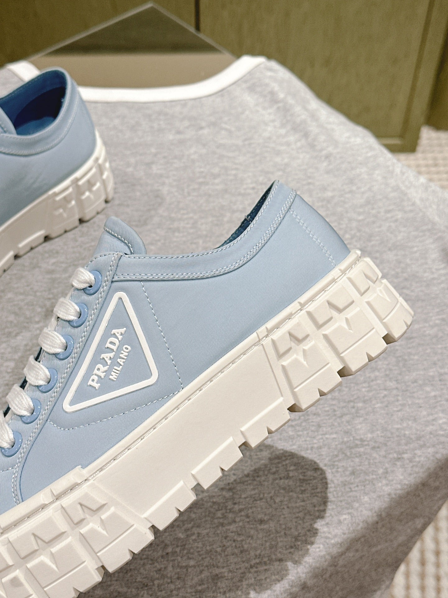 PRA DOUBLE WHEEL RE-NYLON GABARDINE SNEAKERS SKY CALFSKIN - 35