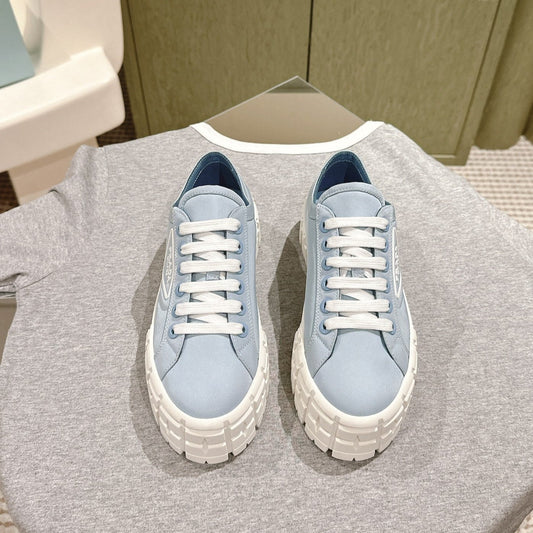 PRA DOUBLE WHEEL RE-NYLON GABARDINE SNEAKERS SKY CALFSKIN - 35