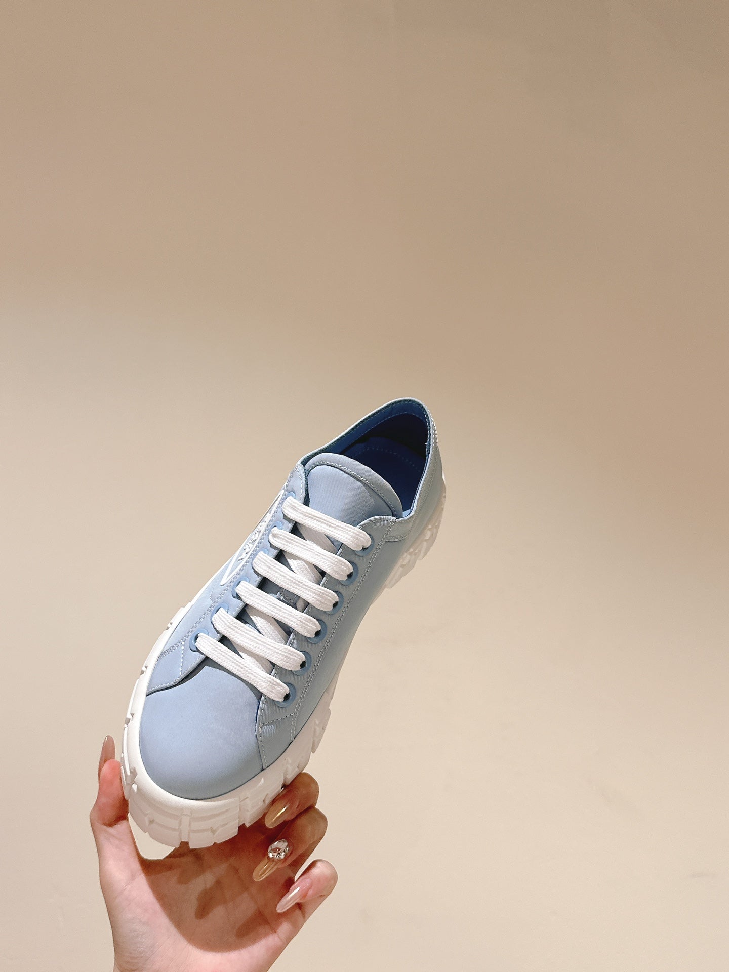 PRA DOUBLE WHEEL RE-NYLON GABARDINE SNEAKERS SKY CALFSKIN - 35