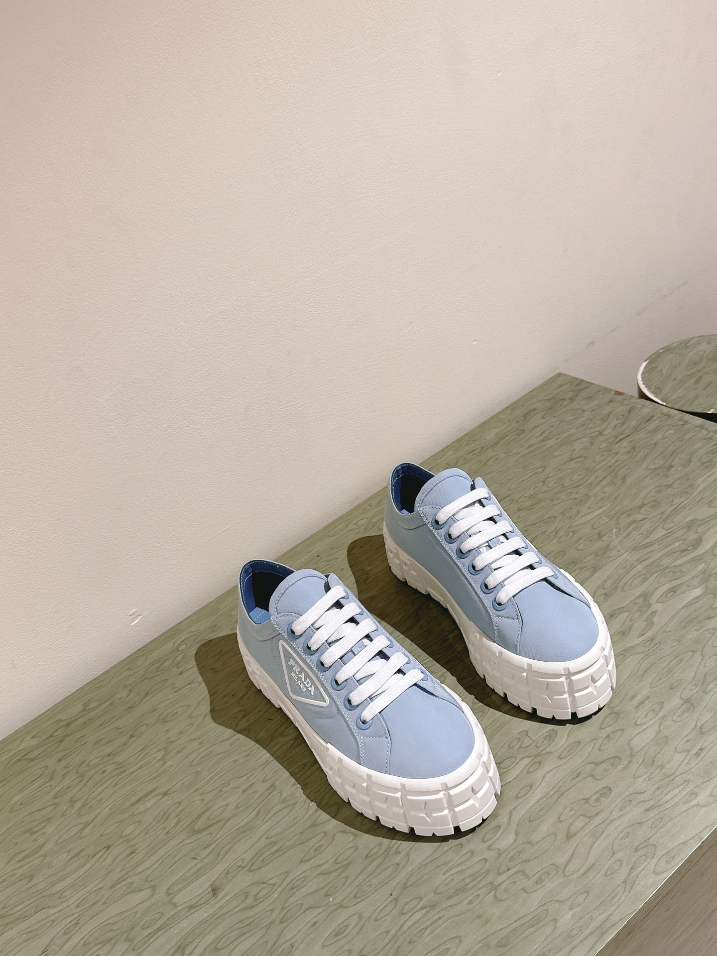 PRA DOUBLE WHEEL RE-NYLON GABARDINE SNEAKERS SKY CALFSKIN - 35