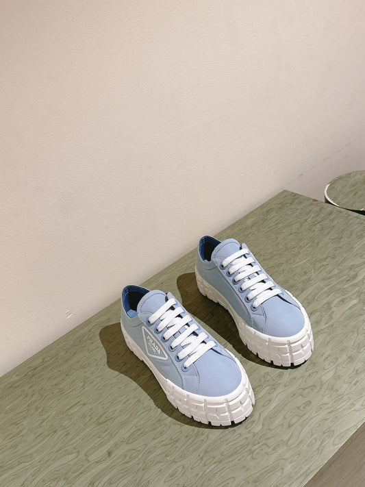 PRA DOUBLE WHEEL RE-NYLON GABARDINE SNEAKERS SKY CALFSKIN - 35