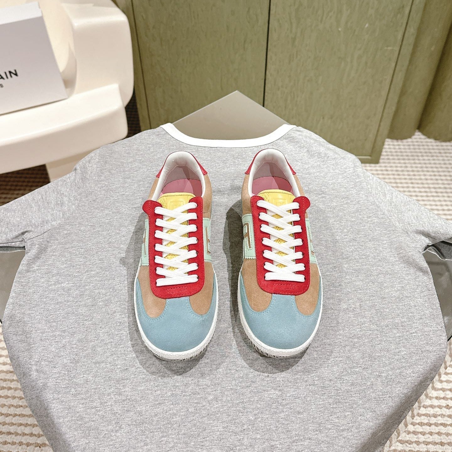 Кросівки BALMAIN 26S з різнокольорової замші