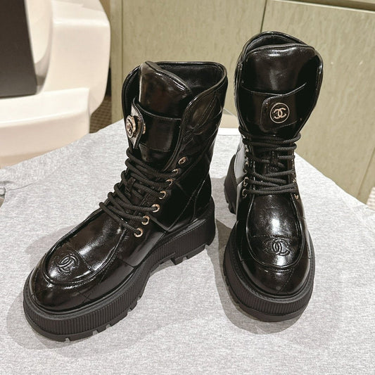 MARTIN BOOTS IN BLACK EMBROIDERED CALFSKIN - 35