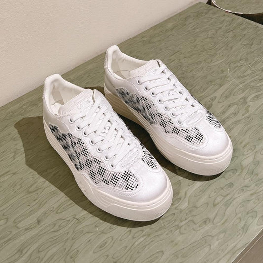LV GROOVY SNEAKER IN WHITE MIX BLACK DAMIER STRASS AND CALFSKIN - 35