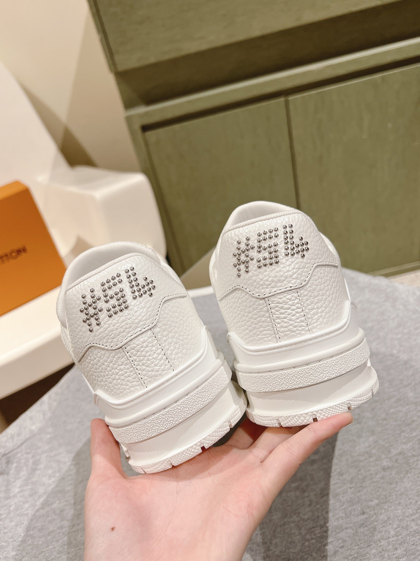 LV TRAINER SNEAKER IN WHITE CALFSKIN - 35