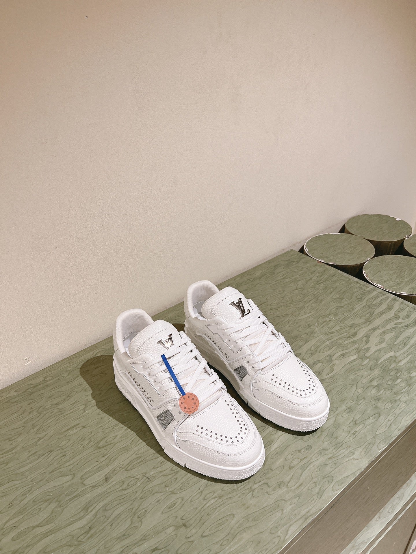 LV TRAINER SNEAKER IN WHITE CALFSKIN - 35