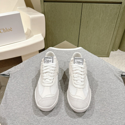 КРОСІВКИ CHLOÉ 26S З БІЛОЇ ТЕЛЯЧОЇ ШКІРИ ТА ЗАМШІ