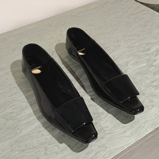 BALLERINA FLATS IN BLACK PATENT CALFSKIN - 35