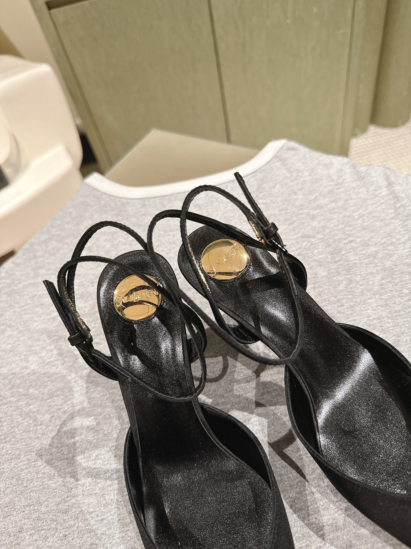 AIMÉE HIGH 8 CM SLINGBACK PUMPS IN BLACK SATIN - 35