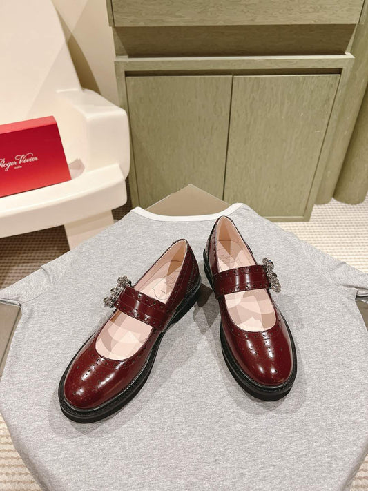 VIV' RANGERS MARY JANES IN BURGUNDY RED CALFSKIN - 35
