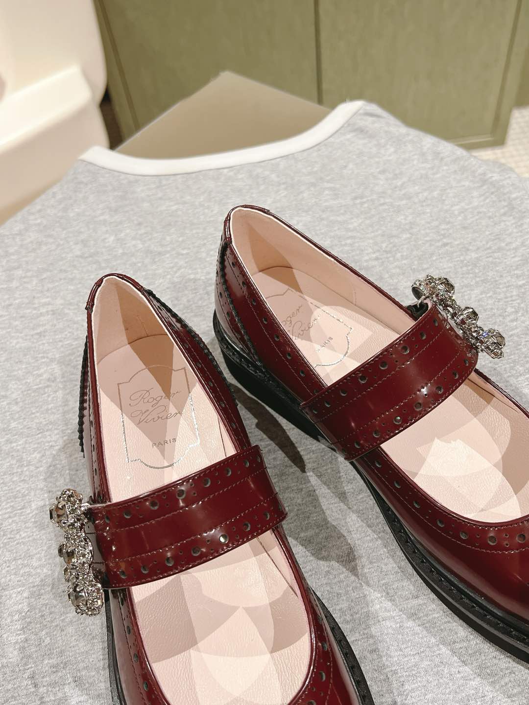 VIV' RANGERS MARY JANES IN BURGUNDY RED CALFSKIN - 35