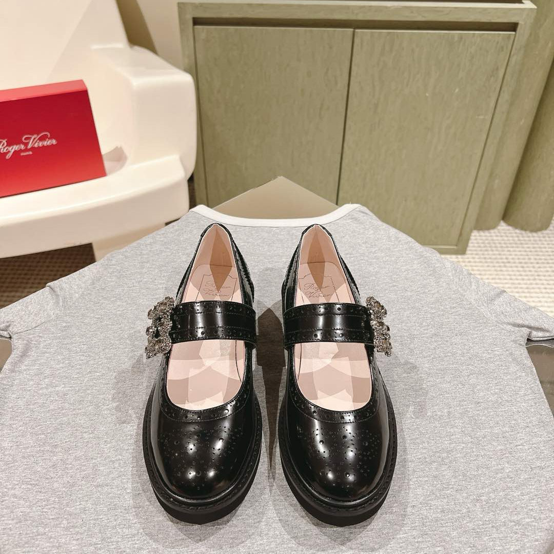 VIV' RANGERS MARY JANES IN BLACK CALFSKIN - 35